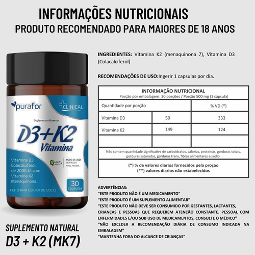 Vitamina D3+k2 30 Capsulas