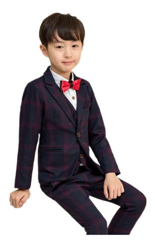 Traje Formal Elegante  Boda Para Niños Set 5 Piezas Esmoquin