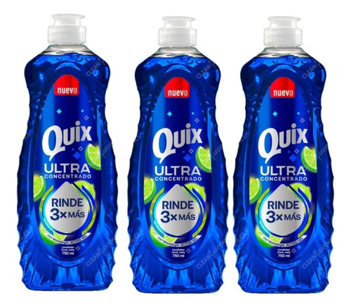 Quix Lavaloza Ultra Concentrado Rinde 3x Más 750ml X3