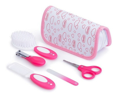 Kit Manicure Bebê 5 Peças Com Nécessaire Pimpolho Azul Rosa Cor Rosa