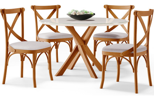 Cadeira Para Sala de Jantar e Estar Living Estofada Ávila L02 Linho Bege
