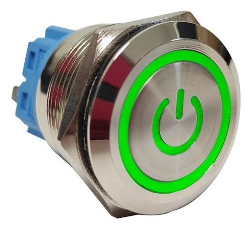 Pulsador Con Logo Boton Led Verde 22mm Sin Retencion + Cable