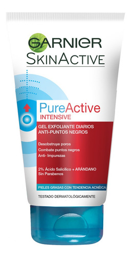 Imagen 2 de 5 de Exfoliante Facial Anti Puntosnegros Pureactive Garnier,150ml