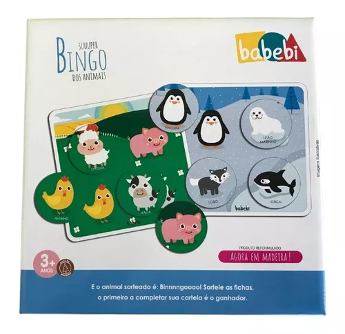 Bingo Jogo Cartelas Em Madeira Infantil Brinquedo Completo