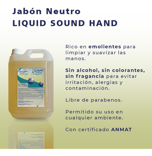 Imagen 2 de 4 de Jabón Neutro Liquid Sound Hand X 5 Lts Con Anmat