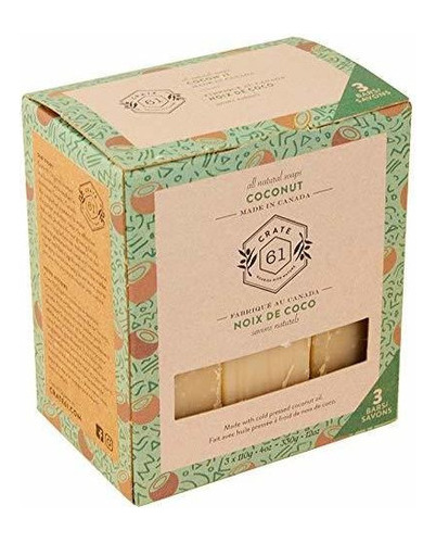 Jabon De Coco De Caja 61 3 Unidades 100% Vegano Perfumado Co