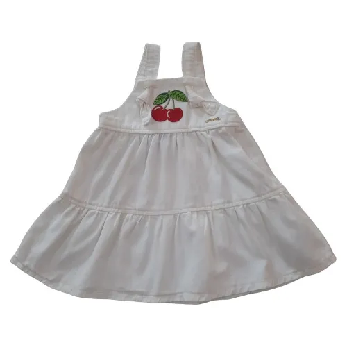 Salopete Bebê Menina Momi Jardineira Saia Cereja