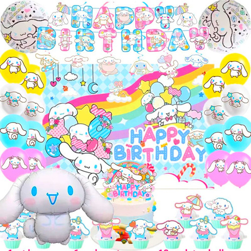 Kit Cotillon Cinnamoroll Cumpleaños + Tela De Fondo