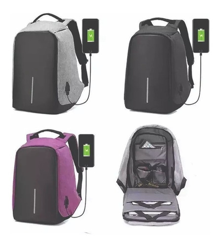 Mochila Antirrobo Para Laptop Tablet Con Usb Varios Colore