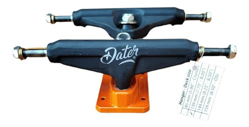 Imagen 2 de 4 de Trucks Para Skate Dater Full Color Negro Naranja 139mm