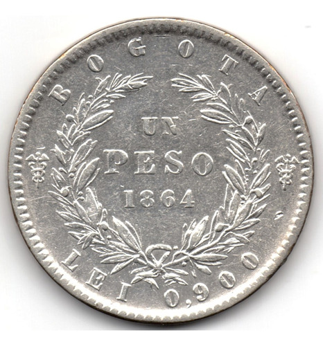 1 Peso 1864 Bogotá Estados Unidos De Colombia