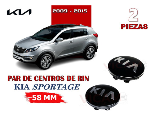 2 Centros De Rin Sportage 2009-2015 58 Mm Negro/logocrom