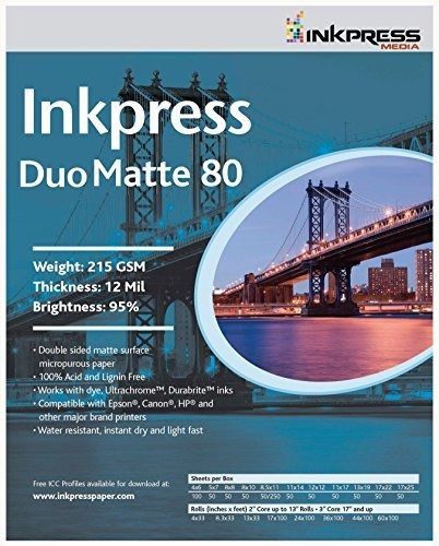 Inkpress Media 215 g/m², 12 mil, 5 x 7,  95%, Doble Cara Pap