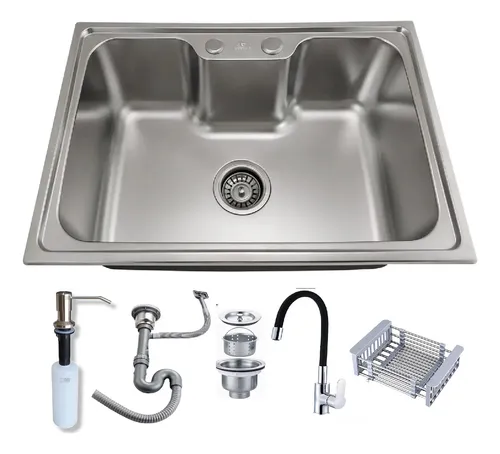 comprar Pileta Acero +válvula Sifón+dispensador+grifería,rejia. 