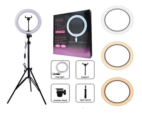 Aro Luz Led Selfie Influencer 26cm Tripode Pro 2 Mts