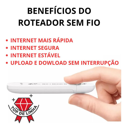 Modem Mini Roteador 4g Lte Wifi Usb Chip C/ Cor Preto