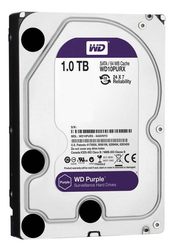 Disco rígido interno Western Digital WD Purple WD10PURX 1TB roxo