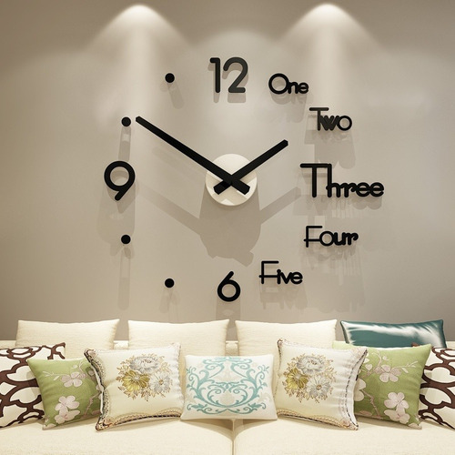Reloj Pared Acrilico Grande Etiqueta Diseño Moderno