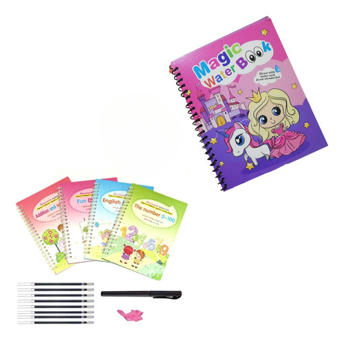 1 Kit De 4 Cuaderno Infantil De Enseñanza + 1 Cuaderno Magic