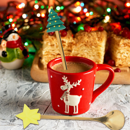 Juego De Cucharas Navideñas Para Servir Café