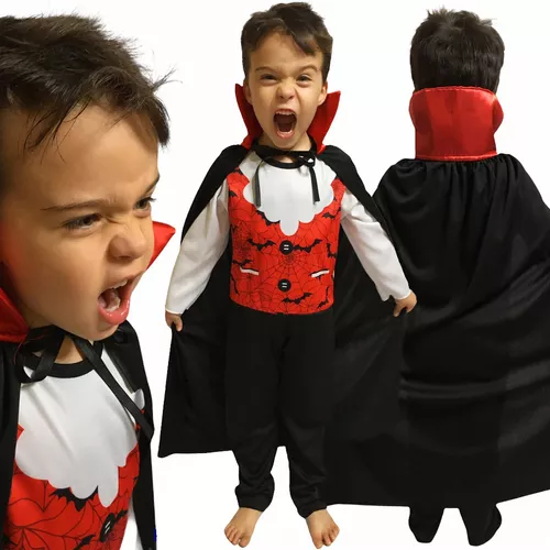 Fantasia Halloween Capa Drácula Vampiro Infantil em Promoção na