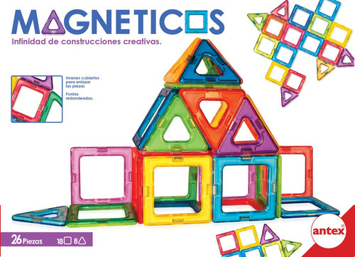 Imagen 5 de 5 de Bloques para armar magnéticos Antex 26 piezas en caja