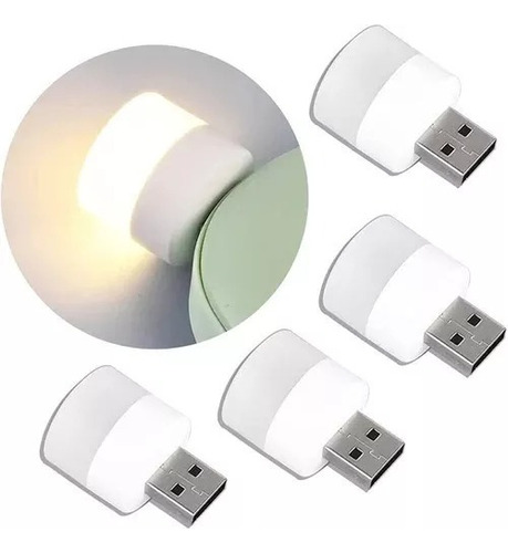 4 Mini Luz Led Lampara Para Notebook Usb Linterna Color Blanco Color de la estructura Blanco Color de la luz Blanco frío Color de la pantalla Blanco