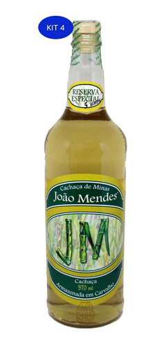 Kit 4 Cachaça João Mendes Ouro 1000 Ml