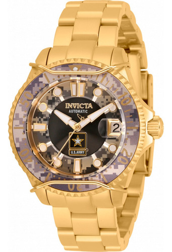 Relógio Invicta Feminino U.s. Army 31857 Automático Cor da correia Dourado Cor do bisel Dourado Cor do fundo Camuflado