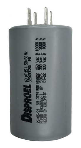 Capacitor 60 Condensador De Marcha 60 Microfaradios 250 Vac