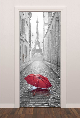 Imagem 1 de 8 de Adesivo Decorativo De Porta Paris Romantica Quarto Sala