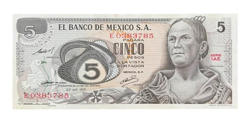 Billete Coleccionable 5 Pesos Serie Eo383785