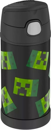 Botella Térmica Infantil Thermos Con Personajes - Premium Color Negro Minecraft