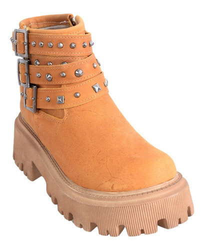 Imagen 4 de 8 de Botita Botineta Borcego Mujer Sky Blue Milton Cuero Hebilla
