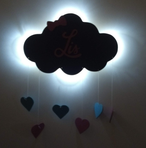 Luminária Nuvem Com Led E Nome Para Decorar Quarto De Bebe