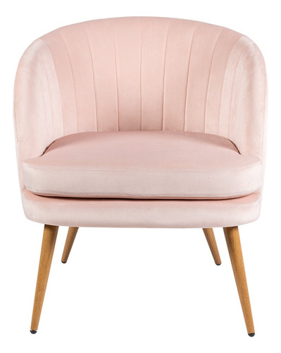 Silla Tocador Rosa Madera Tapiz Estilo Velvet Oficina