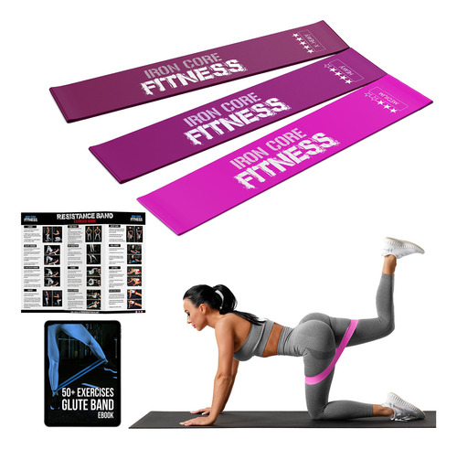 Iron Core Fitness - Juego De 3 Bandas De Resistencia Para H. Color Paleta De Rubor Rosa #8