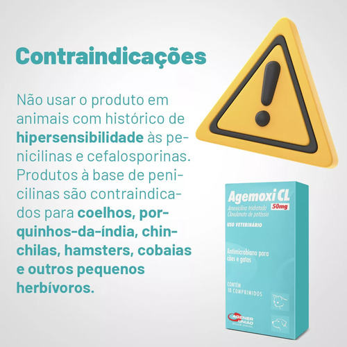 Kit 3 Agemoxi Cl 50mg 10 Compr Antibiótico Para Cães E Gatos