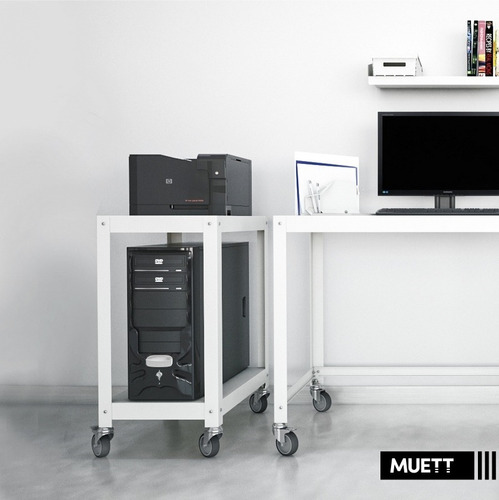 Imagen 5 de 8 de Mesa Auxiliar Para Cpu Impresora Oficina Con Ruedas - Muett