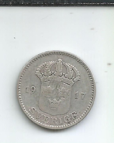 P 81 Suecia Moneda De Plata 25 Ore 1917 (Usado)