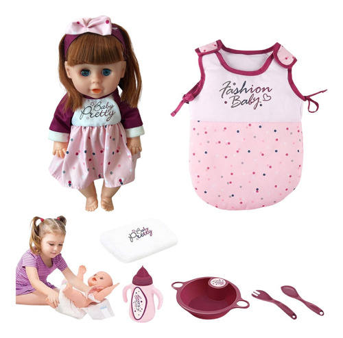 Muñeca Con Saquito De Dormir Hace Pipi, Sonido + Accesorios