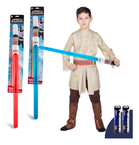 2 Espada Star Wars Sabre Espacial+pilhas C/ Luz E Som