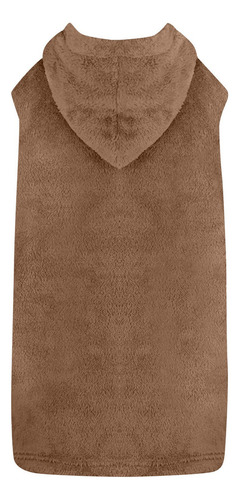 Chaleco Casual De Felpa Con Capucha De Color Liso De Longitu