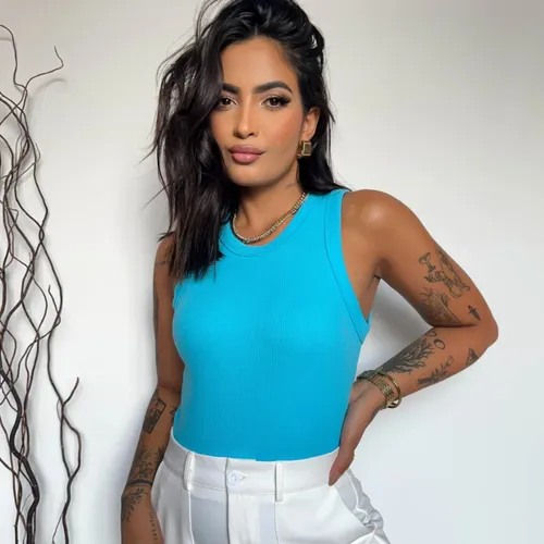 Regata Feminina Canelada Ribana Blusa Algodão Premium Básica