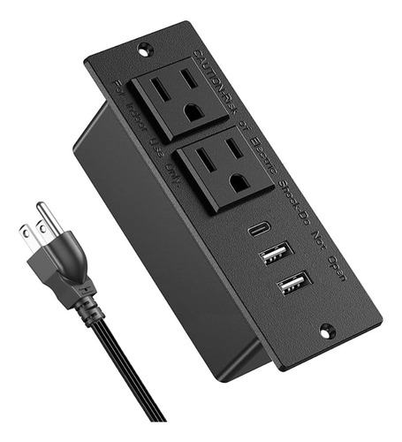 Toma Corriente Para Escritorio Con  2 Tomas  2 Usb Y 1 Usb C