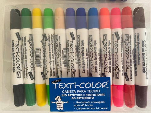 Imagem 5 de 6 de Kit Magic Color C 24 Caneta Tecido Texti Ponta Dupla
