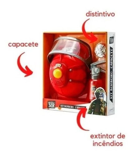 Imagen 4 de 6 de Kit Bomberos Casco Con Luz Y Sonido Sirena Accesorios