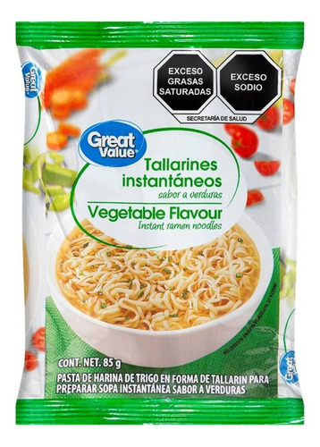 Sopa Instantánea Great Value Sabor A Vegetales 85 Gr