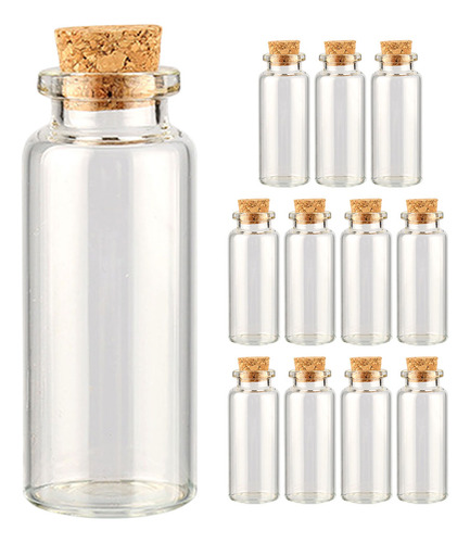 12 Pequeñas Botellas De Vidrio, Tapones De Corcho, Minifrasc