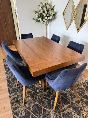 Comedor Britz 180 X 100 Con 6 Sillas Allegra Azul | Usado